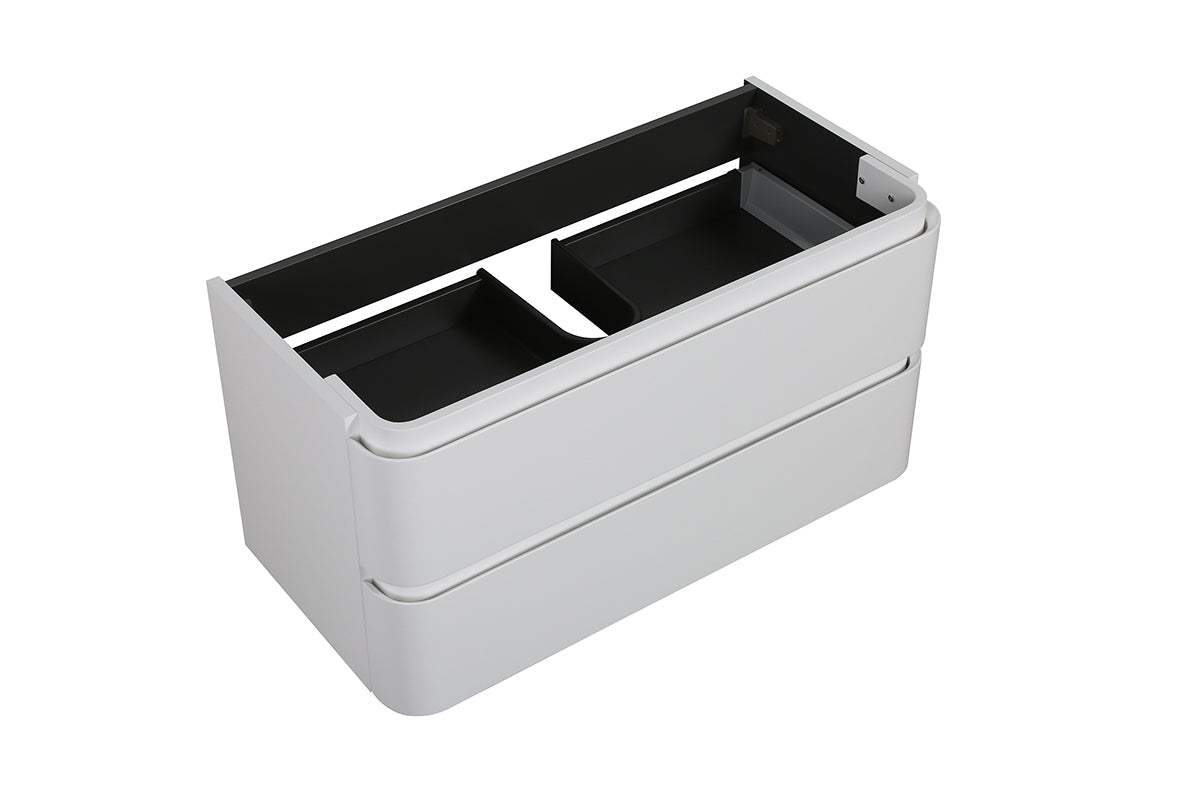 Wiesbaden Novira onderkast afgeronde hoeken met 2 laden 1 uitsparing 120 x 48 cm mat wit