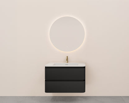 Wiesbaden novira onderkast afgeronde hoeken met 2 laden 1 uitsparing 100 x 48 cm mat zwart
