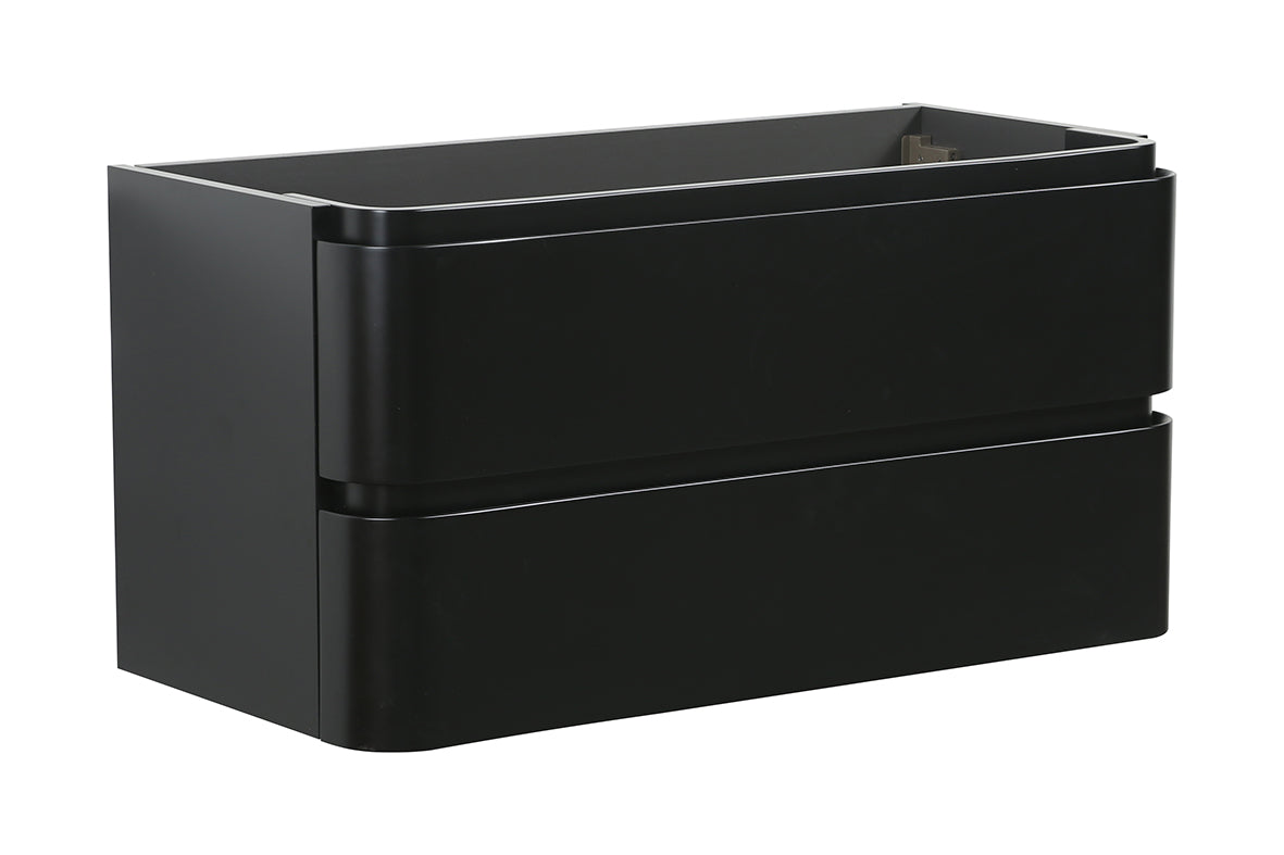 Wiesbaden novira onderkast afgeronde hoeken met 2 laden 1 uitsparing 100 x 48 cm mat zwart