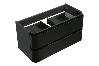 Wiesbaden novira onderkast afgeronde hoeken met 2 laden 1 uitsparing 100 x 48 cm mat zwart