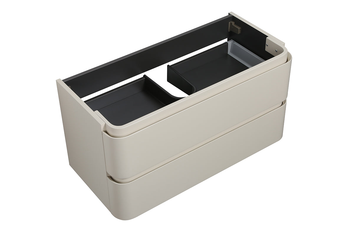 Wiesbaden novira onderkast afgeronde hoeken met 2 laden 1 uitsparing 100 x 48 cm mat zand