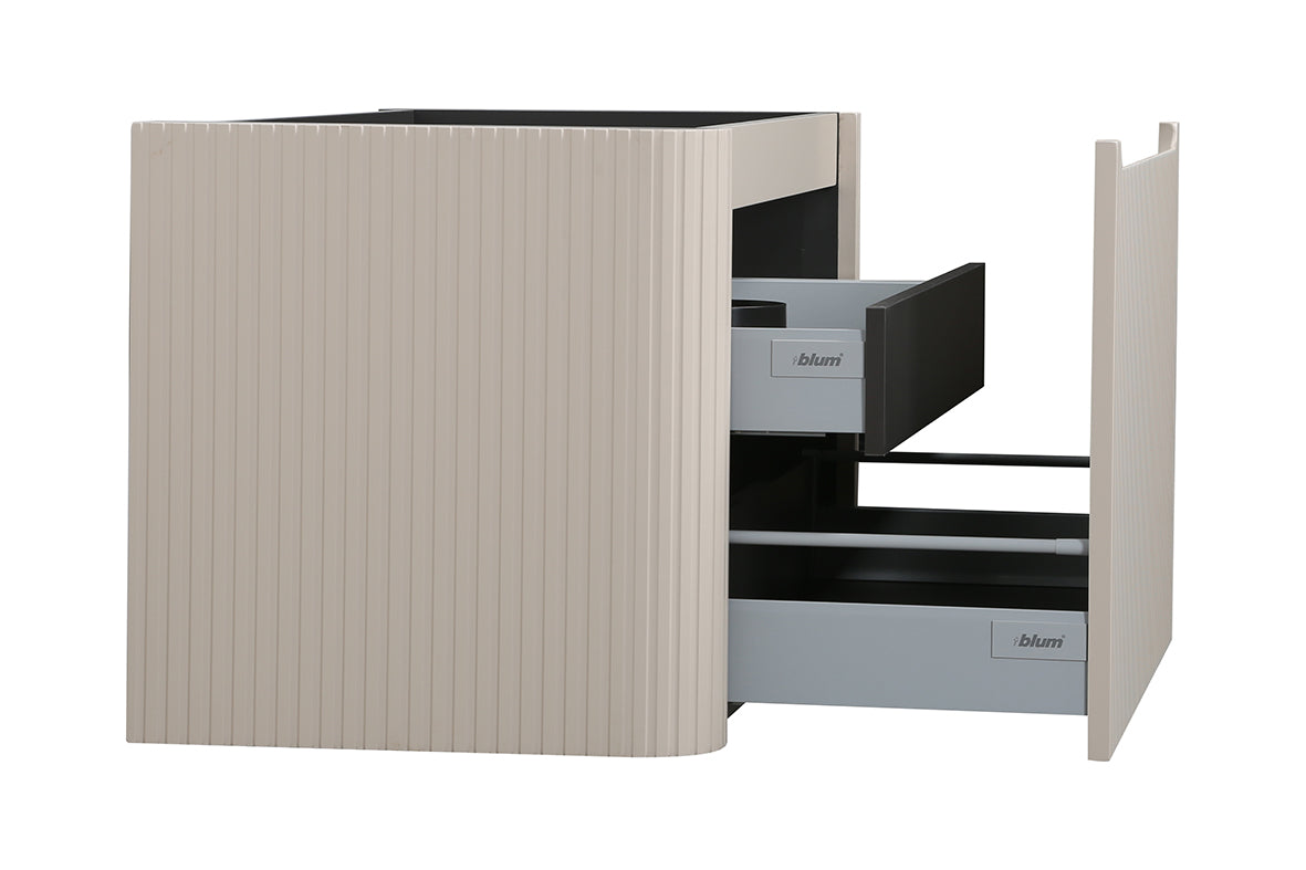 Wiesbaden sulora onderkast afgeronde hoeken geribbeld met 1 lade 1 uitsparing 80 x 48 cm mat beige