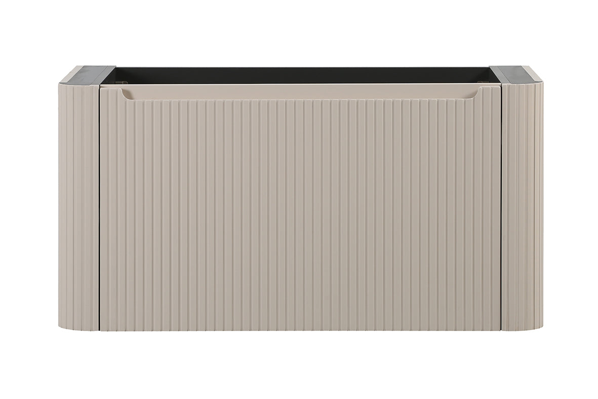 Sulora onderkast afgeronde hoeken geribbeld met 1 lade 1 uitsparing 100 x 48 cm mat beige