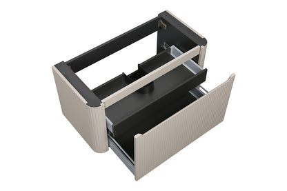Wiesbaden Sulora onderkast afgeronde hoeken geribbeld met 1 lade 1 uitsparing 120 x 48 cm mat beige