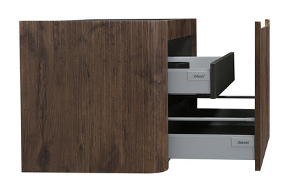 Wiesbaden sulora onderkast afgeronde hoeken geribbeld met 1 lade 1 uitsparing 80 x 48 cm bruin eiken