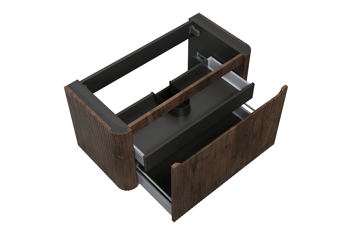 Wiesbaden sulora onderkast afgeronde hoeken geribbeld met 1 lade 1 uitsparing 80 x 48 cm bruin eiken