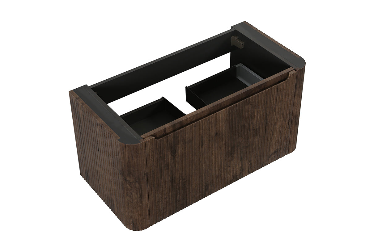 Wiesbaden sulora onderkast afgeronde hoeken geribbeld met 1 lade 1 uitsparing 80 x 48 cm bruin eiken