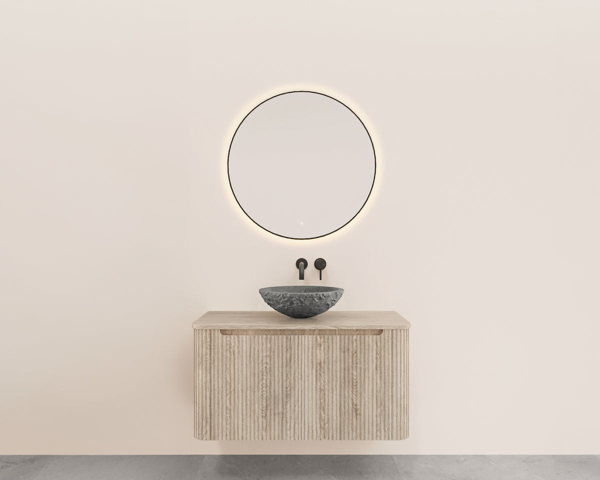 Wiesbaden sulora onderkast afgeronde hoeken geribbeld met 1 lade 1 uitsparing 80 x 48 cm licht eiken