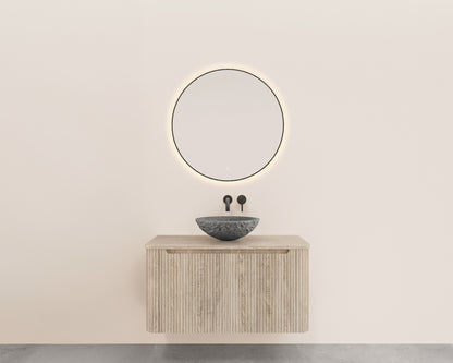 Wiesbaden sulora onderkast afgeronde hoeken geribbeld met 1 lade 1 uitsparing 80 x 48 cm licht eiken
