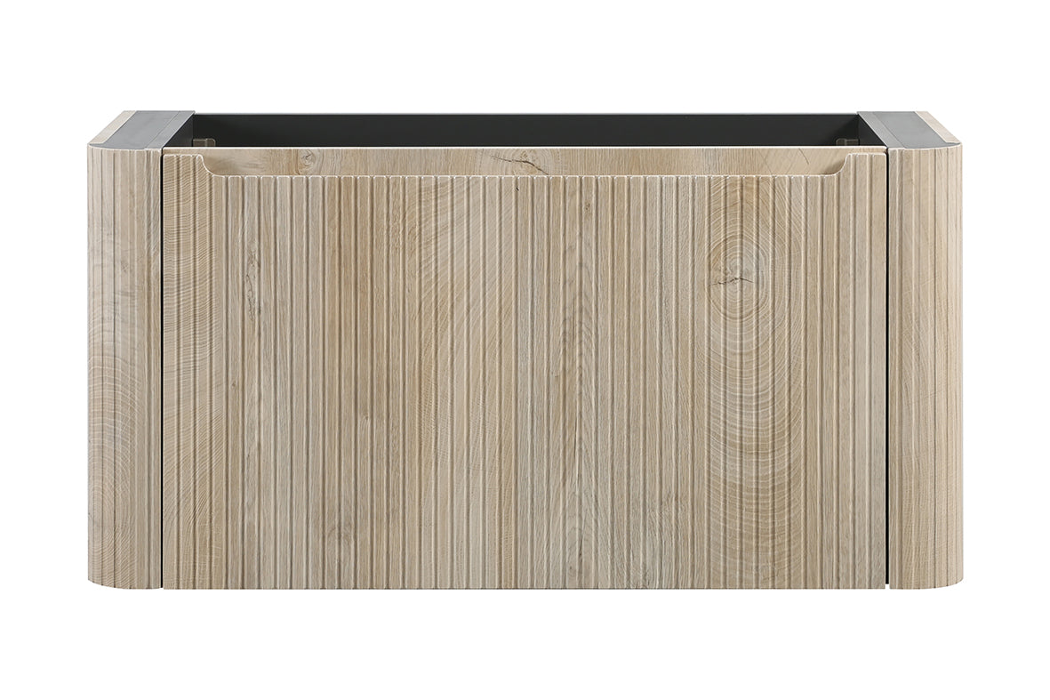 Wiesbaden sulora onderkast afgeronde hoeken geribbeld met 1 lade 1 uitsparing 80 x 48 cm licht eiken