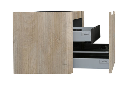 Wiesbaden sulora onderkast afgeronde hoeken geribbeld met 1 lade 1 uitsparing 80 x 48 cm licht eiken