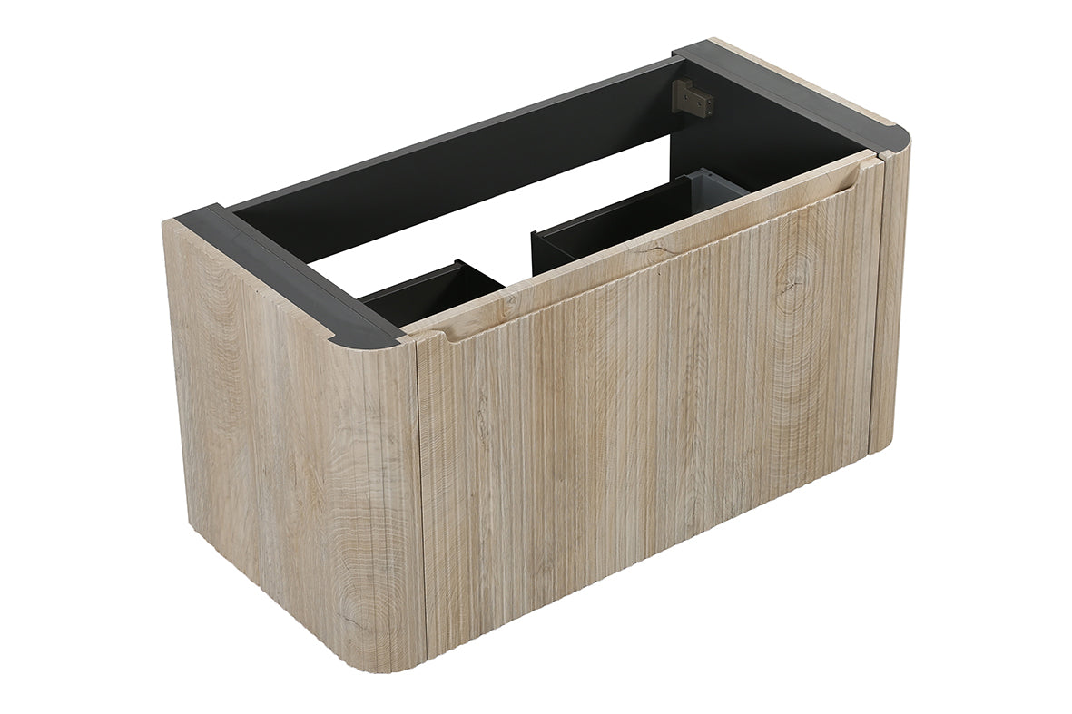 Wiesbaden Sulora onderkast afgeronde hoeken geribbeld met 1 lade 1 uitsparing 100 x 48 cm licht eiken