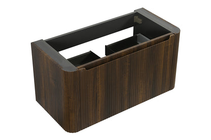 Wiesbaden Sulora onderkast afgeronde hoeken geribbeld met 1 lade 1 uitsparing 100 x 48 cm walnoot