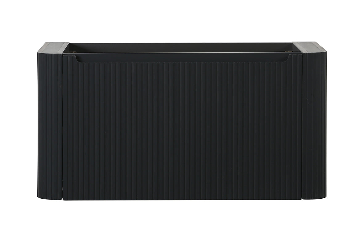 Sulora onderkast afgeronde hoeken geribbeld met 1 lade 1 uitsparing 100 x 48 cm mat zwart