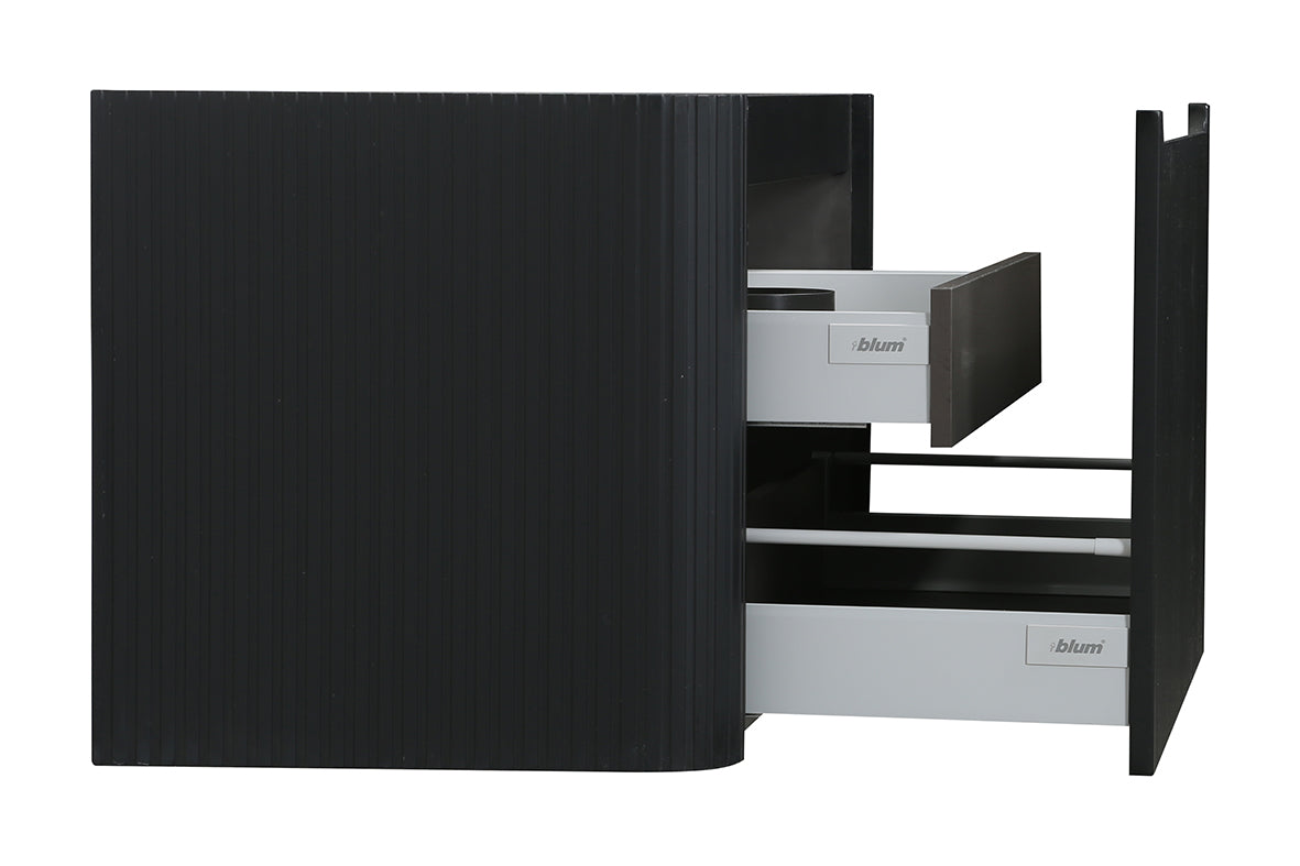 Sulora onderkast afgeronde hoeken geribbeld met 1 lade 1 uitsparing 100 x 48 cm mat zwart
