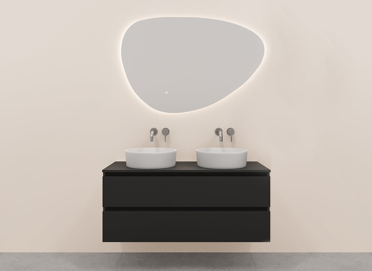 Alvara onderkast met 2 laden  2 uitsparingen 120 x 46 cm mat zwart