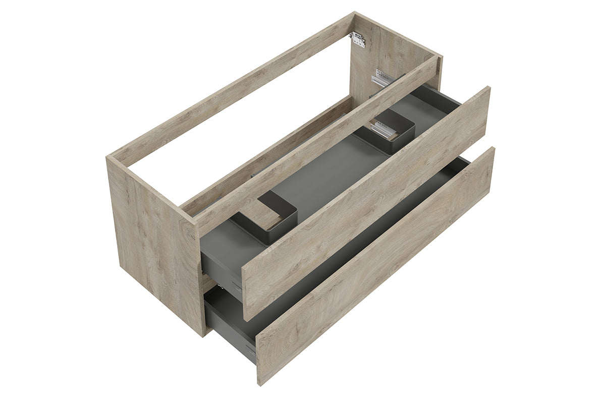 Wiesbaden Alvara onderkast met 2 laden 2 uitsparingen 120 x 46 cm grijs eiken