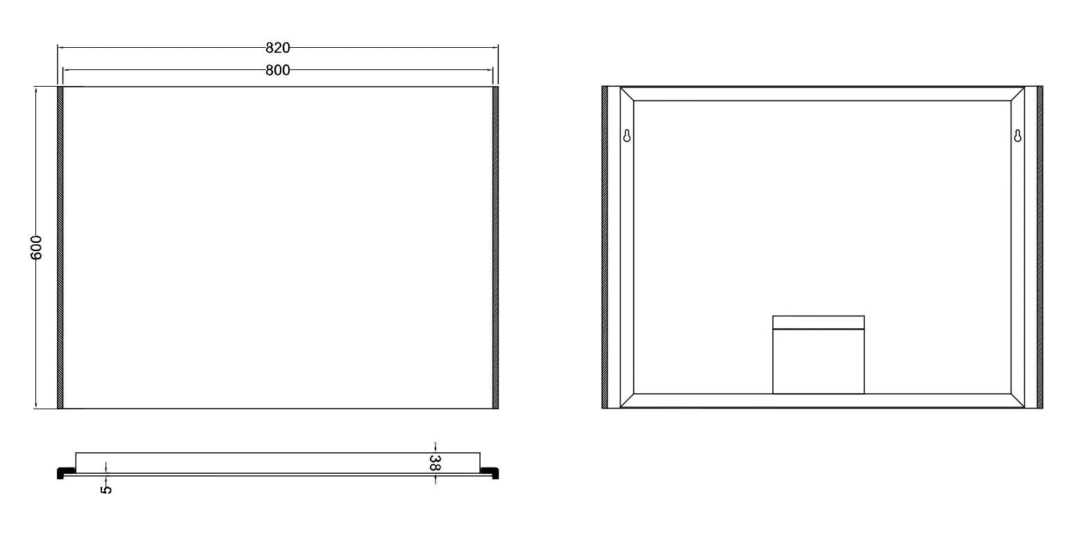 Duo spiegel rechthoek met LED, dimbaar en spiegelverwarming 82 x 60 cm