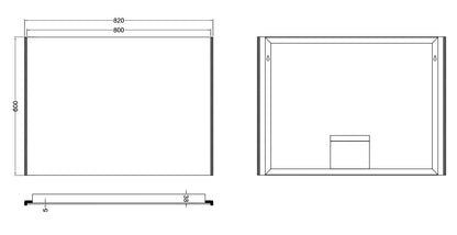 Duo spiegel rechthoek met LED, dimbaar en spiegelverwarming 82 x 60 cm