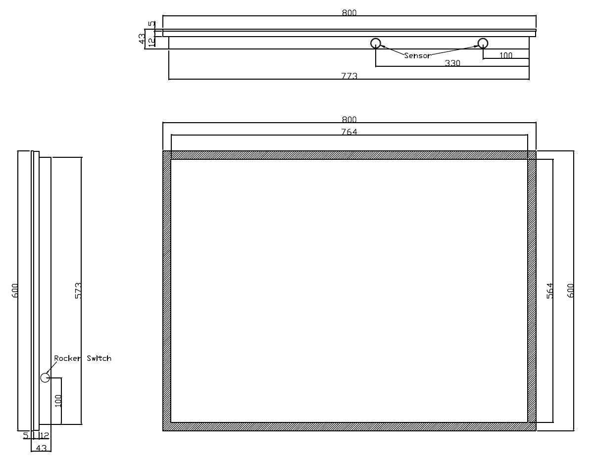 Quatro spiegel rechthoek met LED, dimbaar en spiegelverwarming 80 x 60 cm