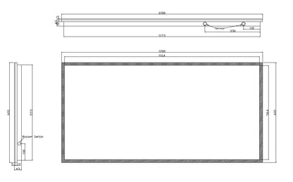 Quatro spiegel rechthoek met LED, dimbaar en spiegelverwarming 120 x 60 cm