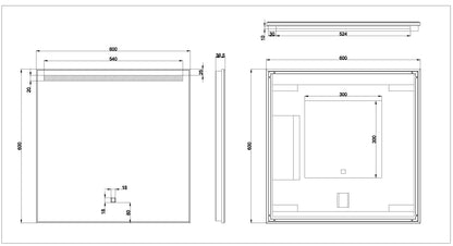 Ambi one spiegel vierkant met LED, dimbaar en spiegelverwarming 60 x 60 cm