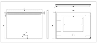 Ambi one spiegel rechthoek met LED, dimbaar en spiegelverwarming 80 x 60 cm