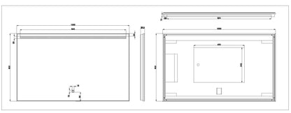 Ambi one spiegel rechthoek met LED, dimbaar en spiegelverwarming 100 x 60 cm