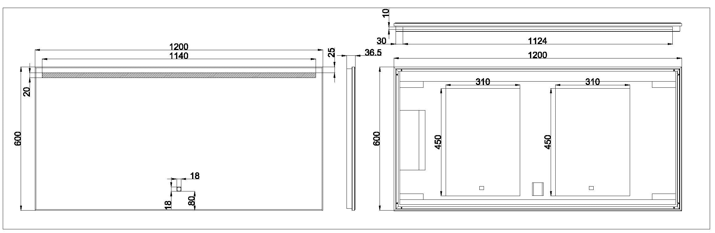 Ambi one spiegel rechthoek met LED, dimbaar en spiegelverwarming 120 x 60 cm