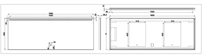 Ambi one spiegel rechthoek met LED, dimbaar en spiegelverwarming 160 x 60 cm