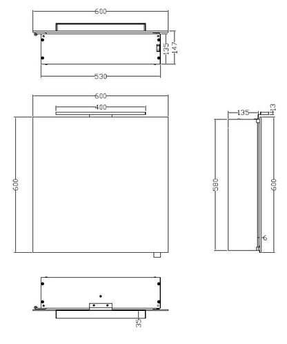 Bright spiegelkast met LED 60 x 60 x 14 cm
