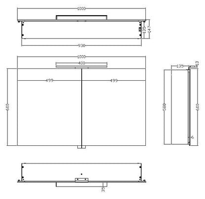 Bright spiegelkast met LED 100 x 60 x 14 cm