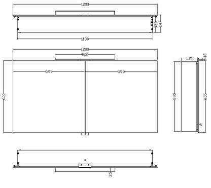 Bright spiegelkast met LED 120 x 60 x 14 cm