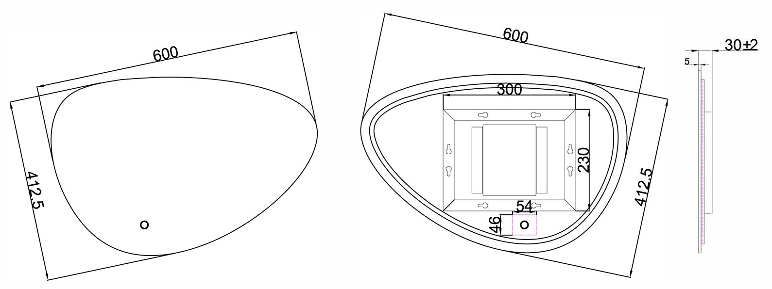 Uovo spiegel ovaal met LED, dimbaar 60 cm