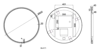 Maro spiegel rond met LED, dimbaar en spiegelverwarming 80 cm mat zwart