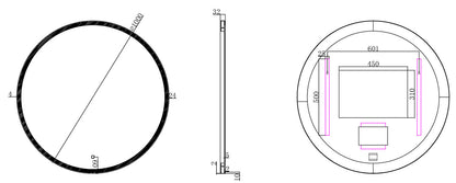 Maro spiegel rond met LED, dimbaar en spiegelverwarming 100 cm mat zwart