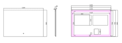 Soul spiegel rechthoek met LED, dimbaar en spiegelverwarming 120 x 80 cm