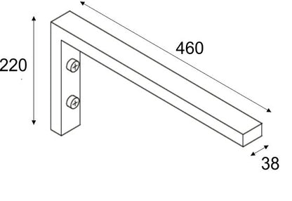 Ophangbeugel L-vorm 460 x 220 mm chroom