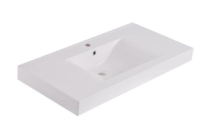 Tigris wastafel enkel met 1 kraangat 100x46x8 cm kunstmarmer glans wit