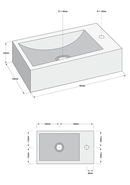 Matera fonteinset rechts 40x23x10.5