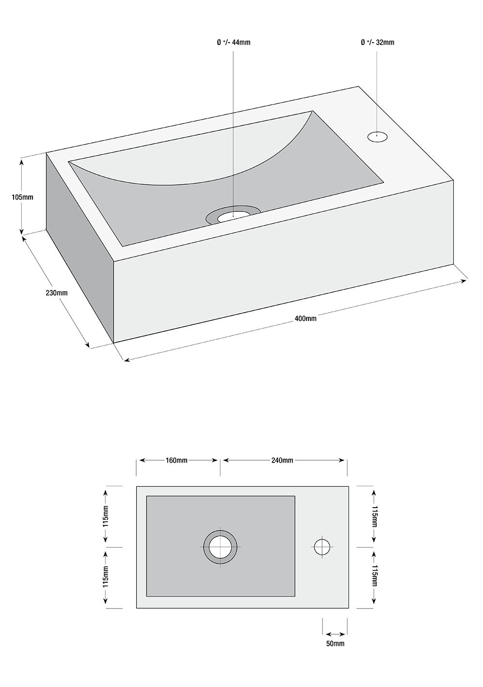 Matera fonteinset rechts 40x23x10.5