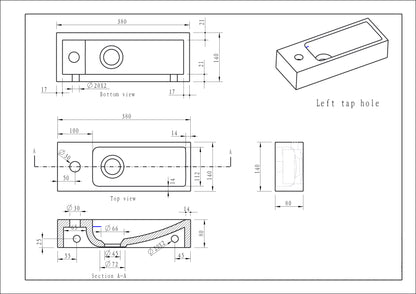 Raw fontein links 38x14x8 cm hardsteen gezoet