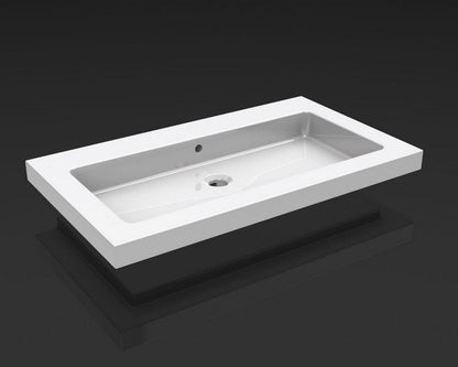 Kera wastafel enkel zonder kraangat 80x46x5 cm keramiek glans wit