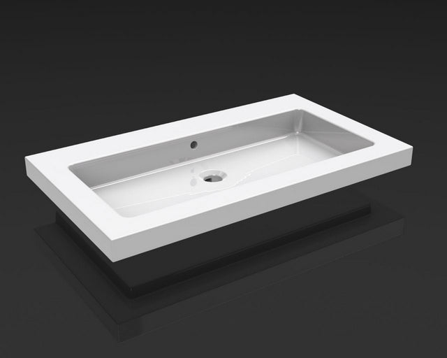 Kera wastafel enkel zonder kraangat 80x46x5 cm keramiek glans wit