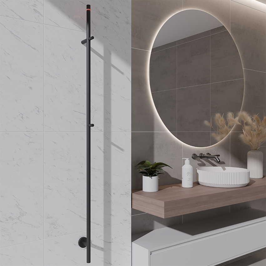 Callista elektrische staafhanddoekradiator 60 Watt 150 cm mat zwart