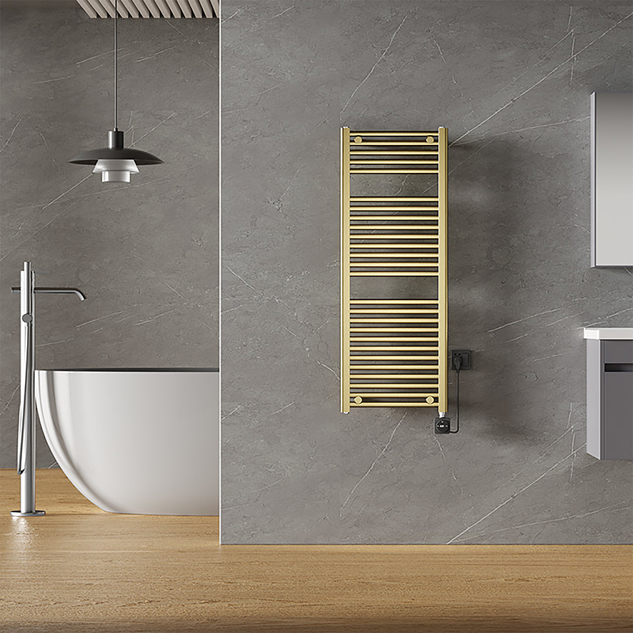 Wiesbaden elara elektrische radiator Smart WiFi 118,5 x 45 cm geborsteld messing PVD