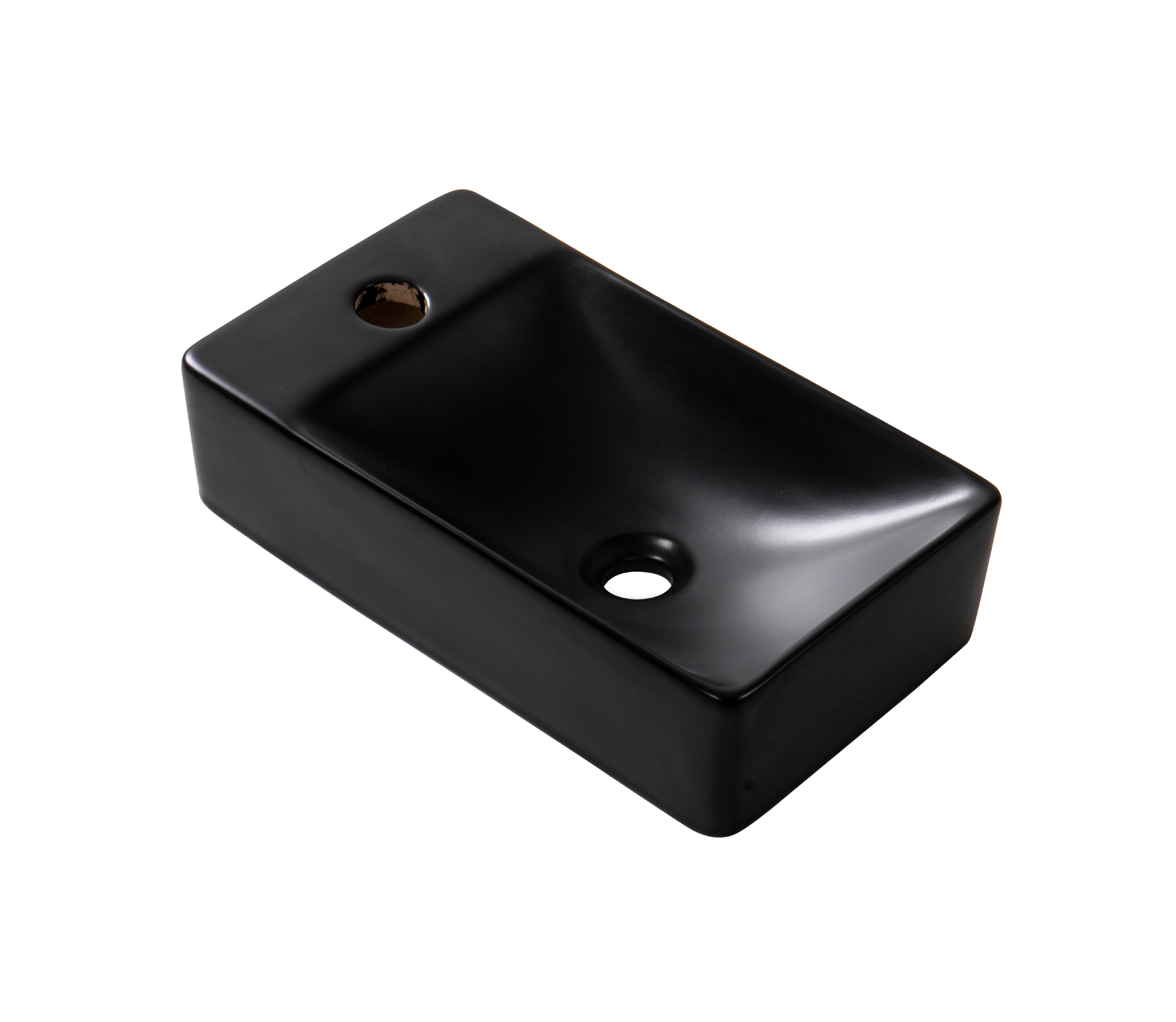 Aloni fontein - zonder overloop - kraangat links - keramiek - 38x10x22cm - mat zwart