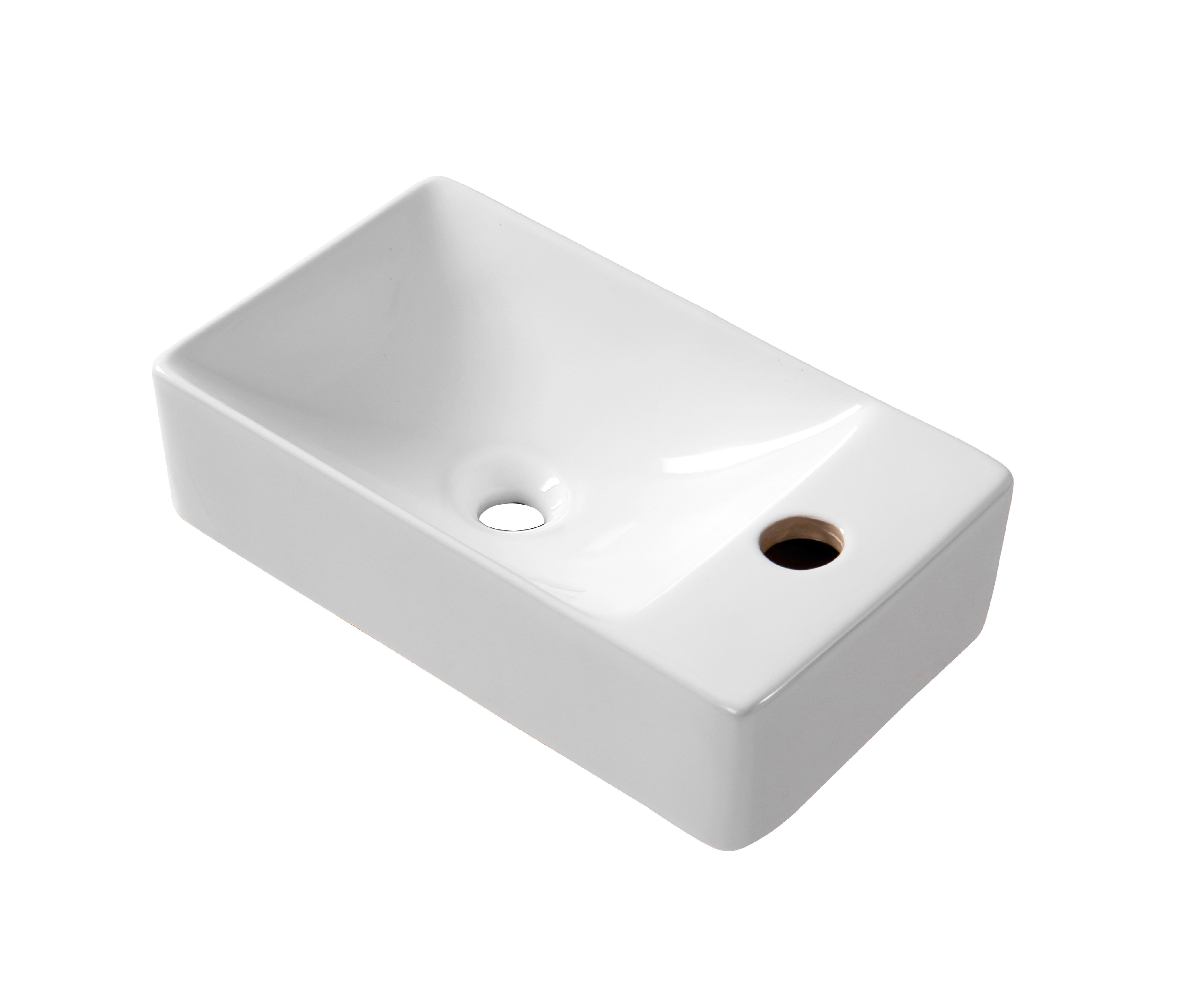 Aloni fontein - zonder overloop - kraangat rechts - keramiek - 38x10x22cm - glanzend wit