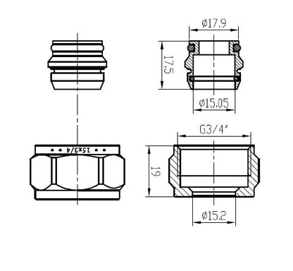 adaptor eurokonus/knel 15mm chroom