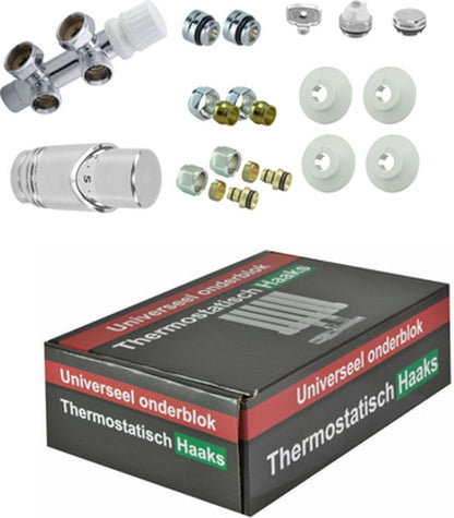 set onderblok compl. haaks (links) 16x2,0 +15 knel chroom